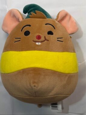 Squishmallows Brown Plush with Pink Ears and Yellow Band